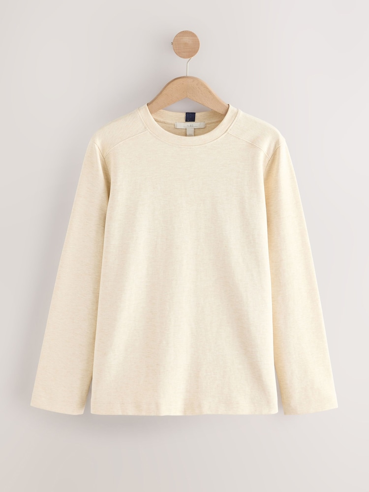 Oatmeal Long Sleeve Heavyweight Crew Neck T-Shirt - Image 1 of 3 Oatmeal Long Sleeve Heavyweight Crew Neck T-Shirt - Image 1 of 3