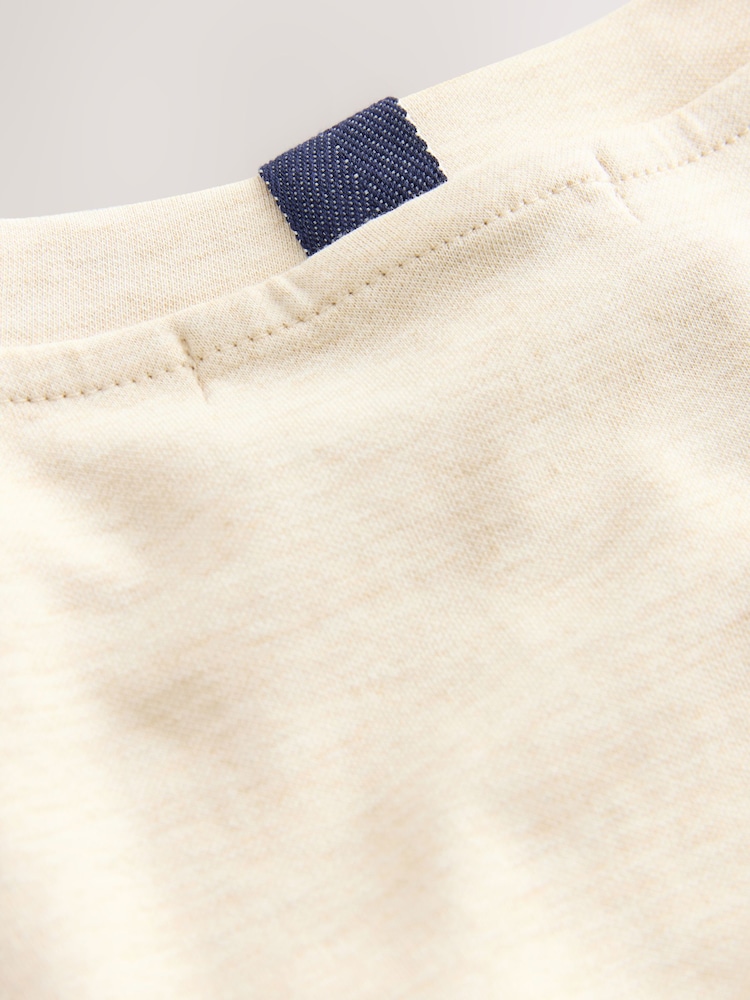 Oatmeal Long Sleeve Heavyweight Crew Neck T-Shirt - Image 3 of 3 Oatmeal Long Sleeve Heavyweight Crew Neck T-Shirt - Image 3 of 3