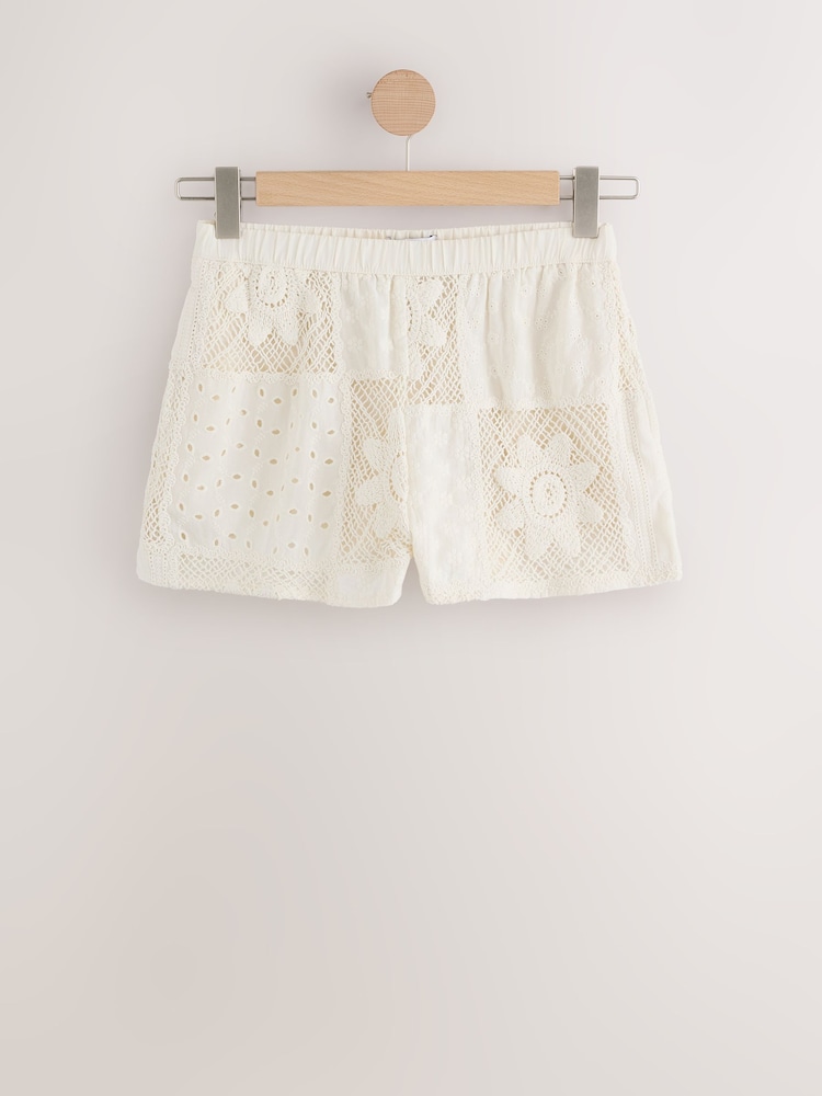 Cream Crochet Summer Shorts - Image 1 of 4