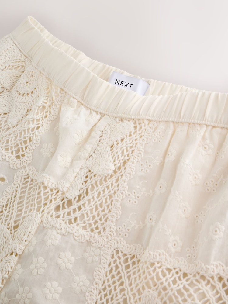 Cream Crochet Summer Shorts - Image 2 of 4