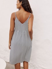 Raya azul - Vestido a media pierna de punto con botones - Imagen 3 de 8