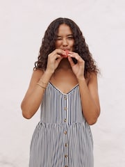 Raya azul - Vestido a media pierna de punto con botones - Imagen 5 de 8