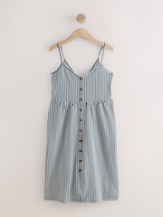 Raya azul - Vestido a media pierna de punto con botones - Imagen 6 de 8