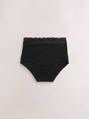 Black Full Brief Cotton and Lace Knickers 14 Pack - Image 2 of 5