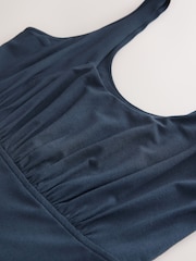 Bleu marine - Robe d’été mi-longue à taille jersey - Image 7 de 8