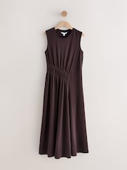 Chocolate Brown Jersey Midi Dress - Image 5 of 7