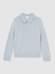 Reiss Blue Fog Deansgate Wool And Cashmere Polo Jumper - Image 2 of 4