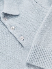 Reiss Blue Fog Deansgate Wool And Cashmere Polo Jumper - Image 4 of 4