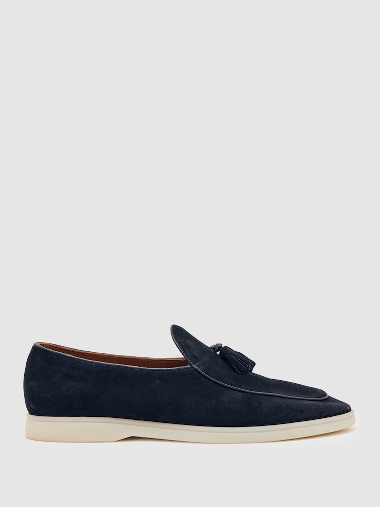 Azul marino - Reiss Harrison Suede Tassel Loafers - Imagen 1 de 5