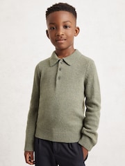 Reiss Sage Green Deansgate 13-14 yrs Wool And Cashmere Polo Jumper - Image 3 of 4