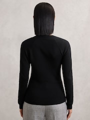 Reiss Black Zoie Wool-Blend Asymmetric Knit Top - Image 5 of 6