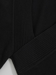 Reiss Black Zoie Wool-Blend Asymmetric Knit Top - Image 6 of 6