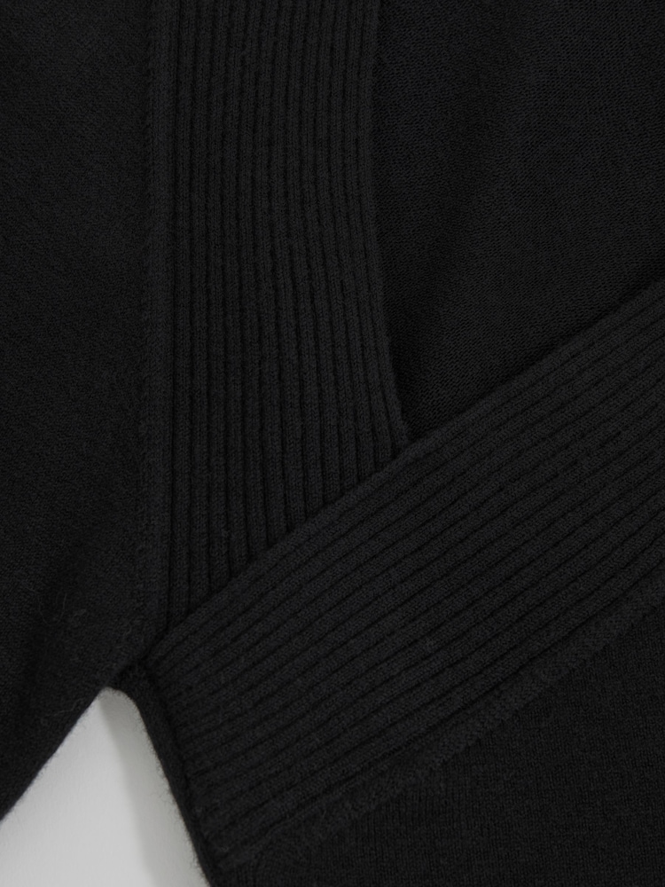 Reiss Black Zoie Wool-Blend Asymmetric Knit Top - Image 6 of 6