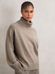 Oatmeal Neutra - Reiss Brooklyn Wool-Cashmere Roll-Neck Jumper - Imagem 1 de 6