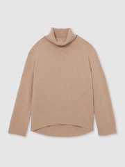Reiss Camel Brooklyn Wool-Cashmere Roll-Neck Jumper - Image 2 of 6