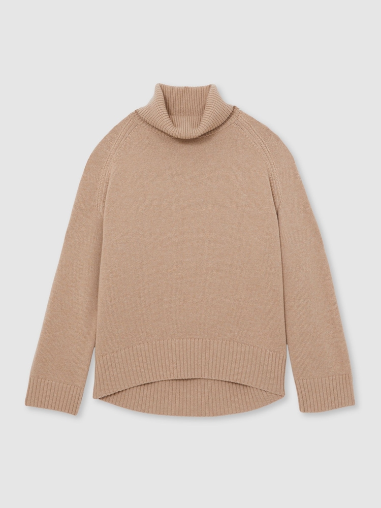Reiss Camel Brooklyn Wool-Cashmere Roll-Neck Jumper - Image 2 of 6 Reiss Camel Brooklyn Wool-Cashmere Roll-Neck Jumper - Image 2 of 6