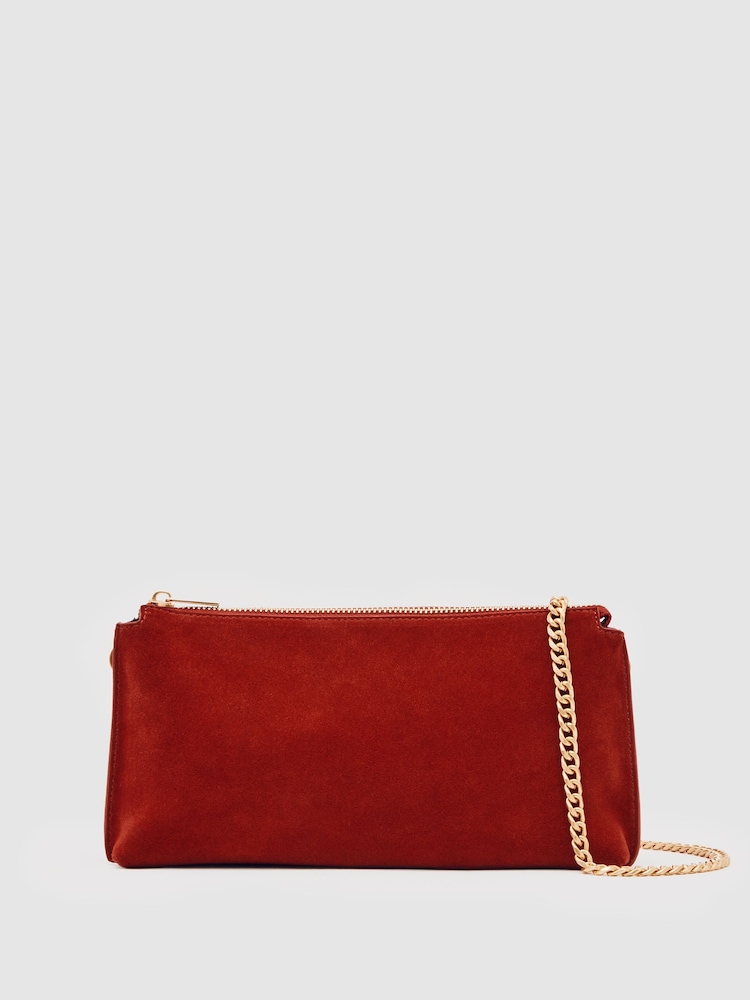 Reiss Red Muriel Leather Double-Pouch Crossbody Bag - Image 2 of 5
