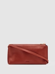 Reiss Red Muriel Leather Double-Pouch Crossbody Bag - Image 4 of 5