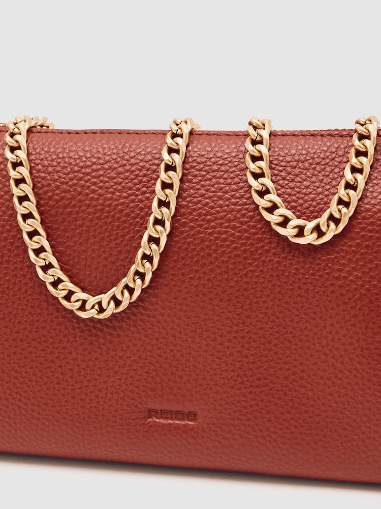 Reiss Red Muriel Leather Double-Pouch Crossbody Bag - Image 5 of 5