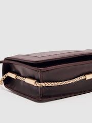 Reiss Burgundy Talia Leather Chain-Strap Shoulder Bag - Image 5 of 6