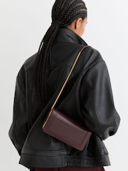 Reiss Burgundy Talia Leather Chain-Strap Shoulder Bag - Image 6 of 6