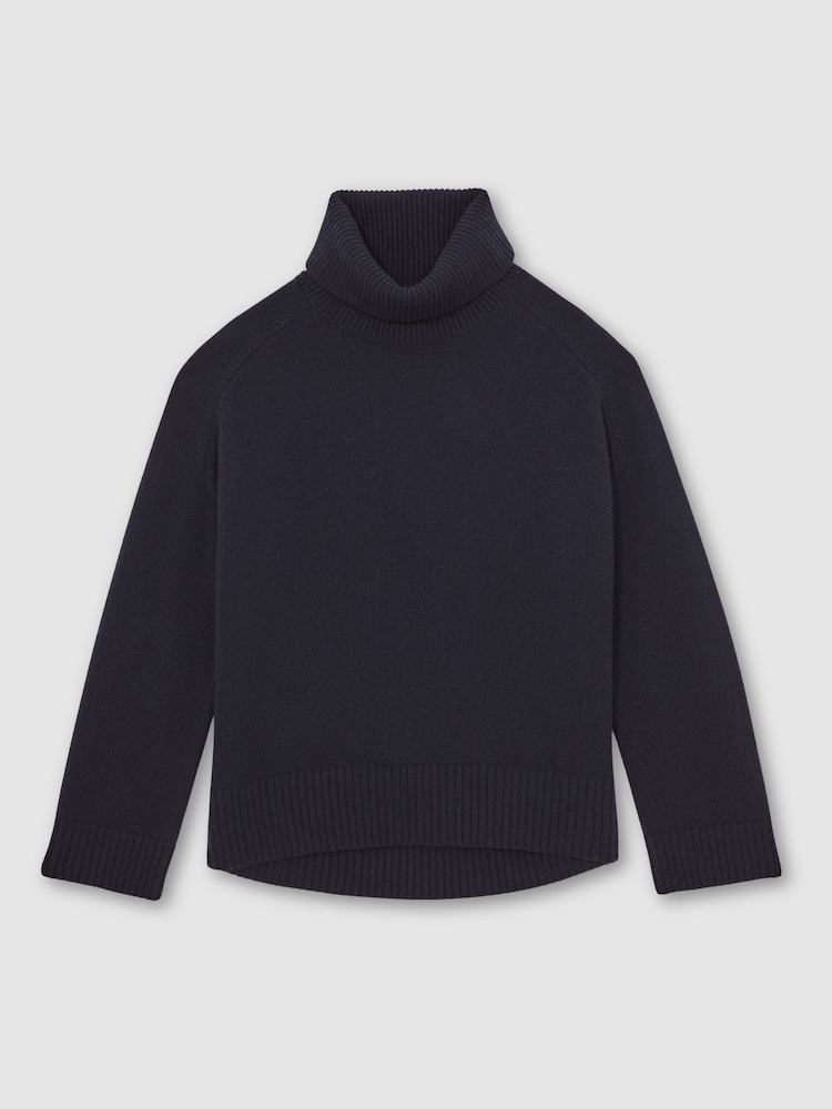 Reiss Navy Brooklyn Wool-Cashmere Roll-Neck Jumper - Image 2 of 8 Reiss Navy Brooklyn Wool-Cashmere Roll-Neck Jumper - Image 2 of 8