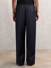 Reiss Navy Neave Wool-Blend Pinstripe Wide-Leg Trousers - Image 6 of 7
