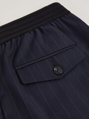 Reiss Navy Neave Wool-Blend Pinstripe Wide-Leg Trousers - Image 7 of 7