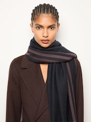Reiss Navy Camila Border Stripe Fringed Scarf - Image 2 of 6