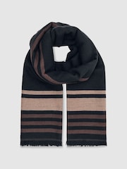 Reiss Navy Camila Border Stripe Fringed Scarf - Image 3 of 6