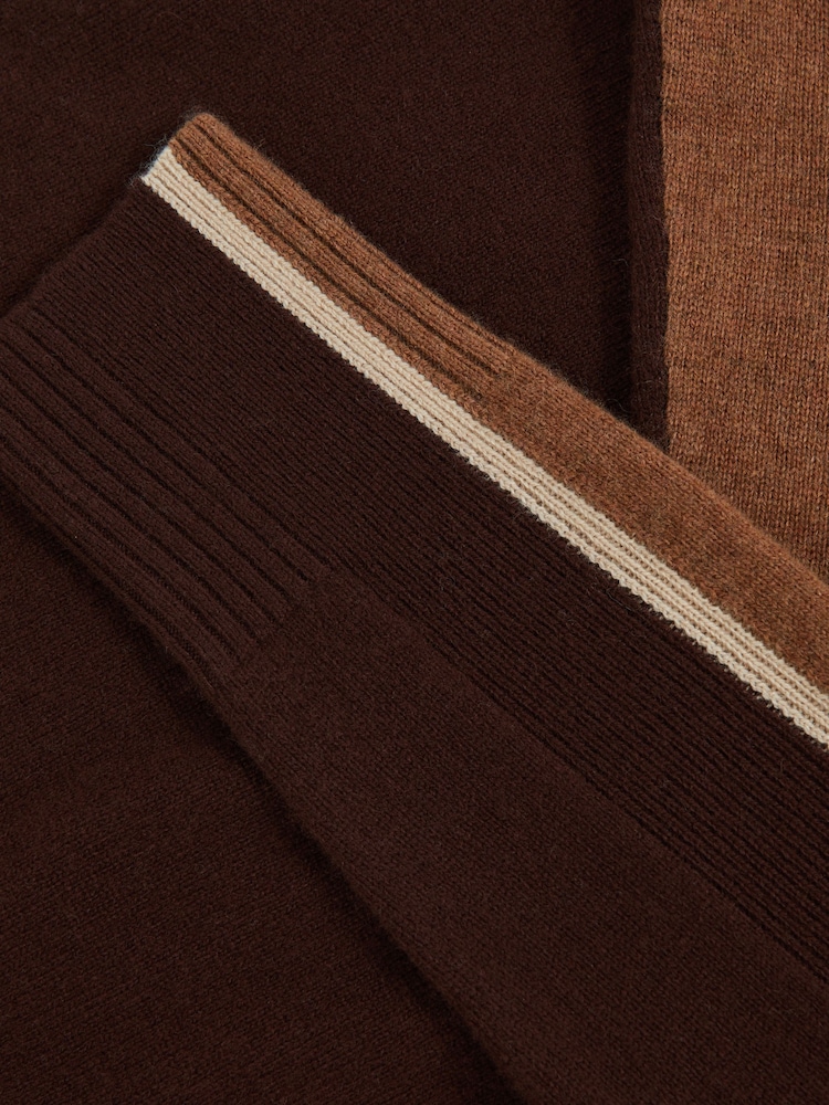 Reiss Burgundy/Tan Anne Wool-Blend Colour-Block Jumper With Cashmere - Image 7 of 7 Reiss Burgundy/Tan Anne Wool-Blend Colour-Block Jumper With Cashmere - Image 7 of 7