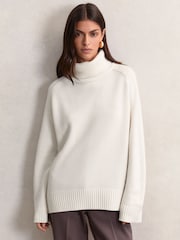 Creme - Reiss Brooklyn Wool-Cashmere Roll-Neck Jumper - Bild 1 von 6