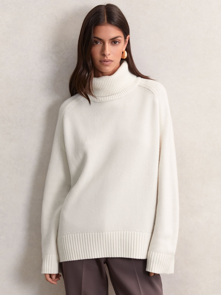 Creme - Reiss Brooklyn Wool-Cashmere Roll-Neck Jumper - Bild 1 von 6