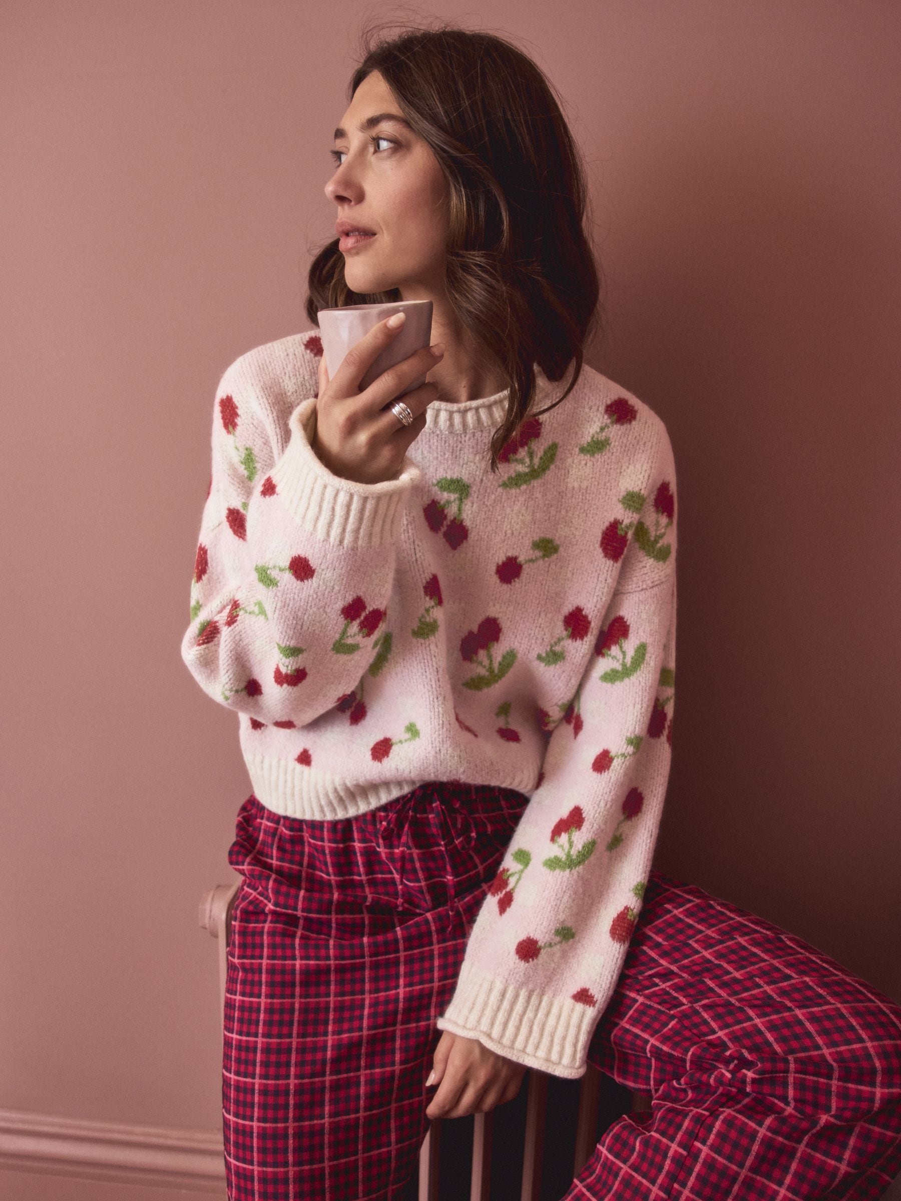 トップス cjGround Y Illustrators BerryVerrine Buy Light Pink Cherry Graphic Crew Neck Knitted Jumper from Next USA