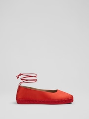 LK Bennett Red Mia Tie Espadrille Shoes - Image 1 of 4