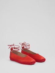 LK Bennett Red Mia Tie Espadrille Shoes - Image 2 of 4