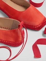 LK Bennett Red Mia Tie Espadrille Shoes - Image 4 of 4