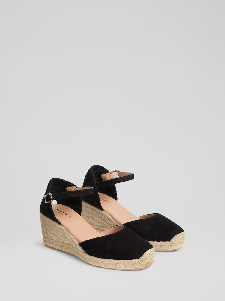 LK Bennett Black Marissa Suede Sandlas - Image 2 of 4