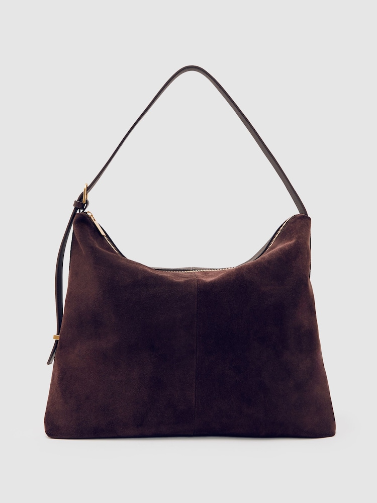 Reiss Burgundy Vigo Grained Leather Tote Bag - Image 1 of 5
