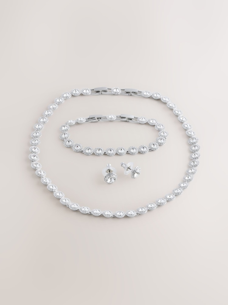Swarovski Silver Una Round Cut Rhodium Plated Angelic Jewellery Set - Image 1 of 7