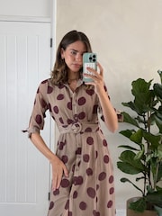 Style Cheat Brown Daphne Belted Shirt Dress - Image 4 of 4