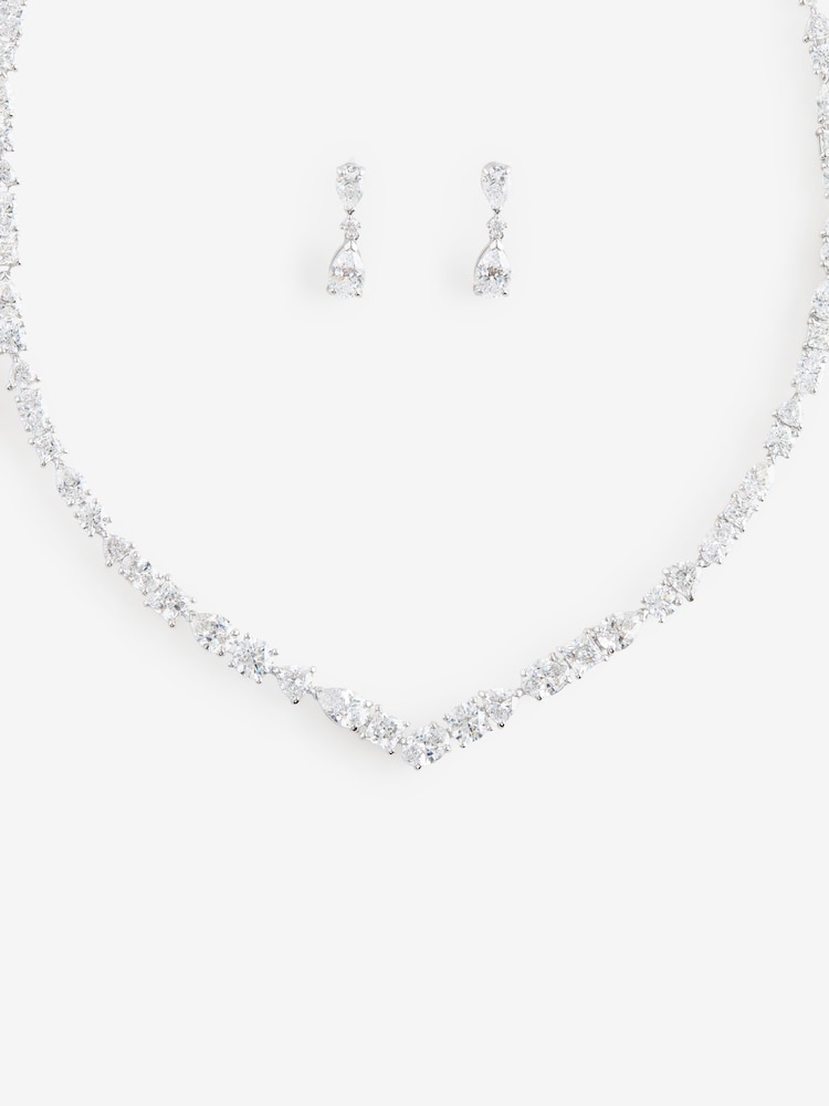 Swarovski Silver Mesmera Mixed Cuts Rhodium Plated Jewellery Set - Image 1 of 8
