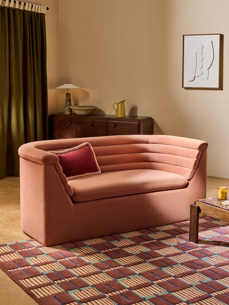 MADE.COM Fawn Truffle Natural Velvet Lineari 2 Seater Sofa - Image 1 of 5