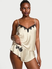 Victoria's Secret Cream Satin Lace Trim Cami Set - Image 1 of 4