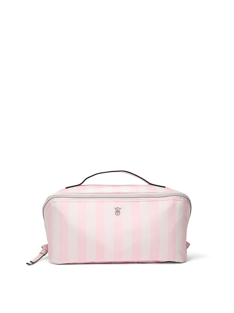 Victoria's Secret Heritage Stripe Pink 3 Piece Makeup Bag - Image 1 of 4