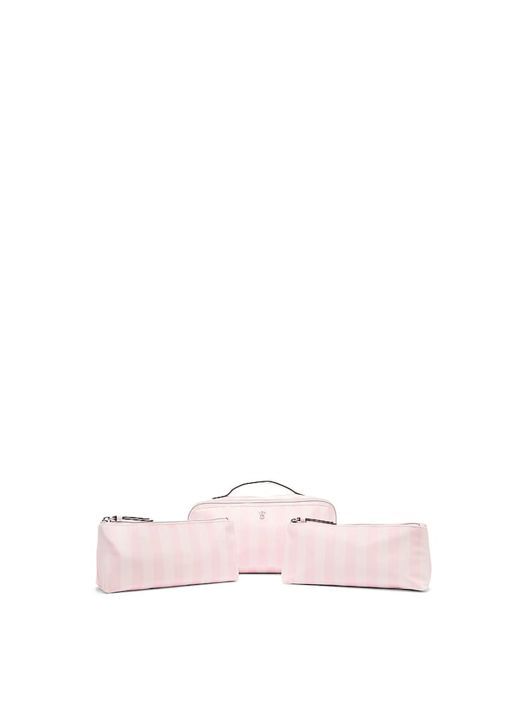 Victoria's Secret Heritage Stripe Pink 3 Piece Makeup Bag - Image 4 of 4