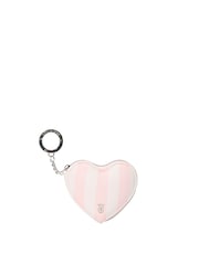 Victoria's Secret Heritage Stripe Pink Heart Pouch Keyring - Image 1 of 3