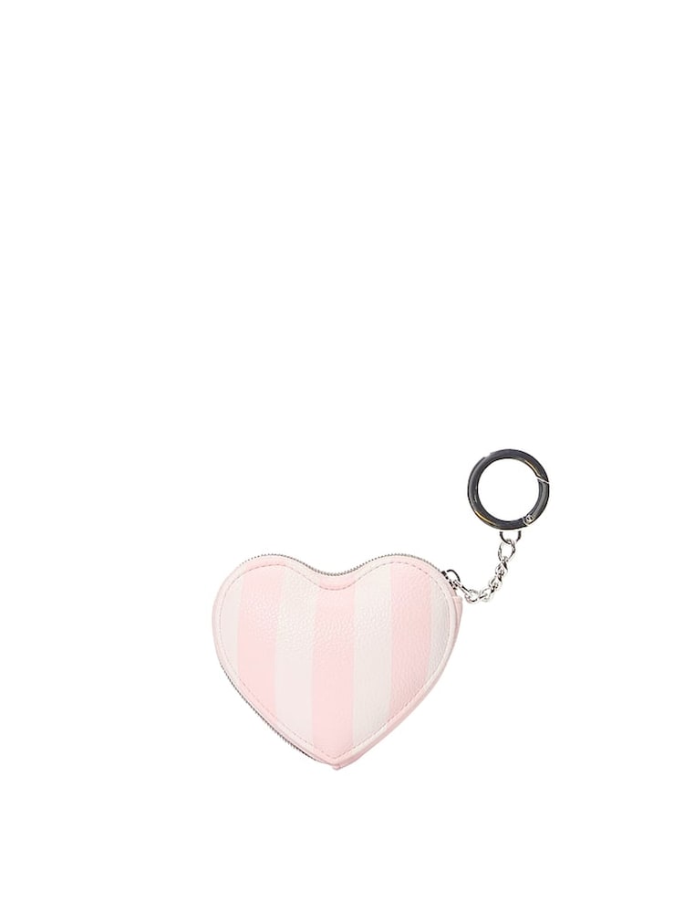 Victoria's Secret Heritage Stripe Pink Heart Pouch Keyring - Image 2 of 3