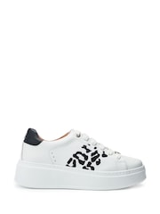Moda in Pelle Ambretta Leopard Stitch Feature White Trainers - Image 1 of 4
