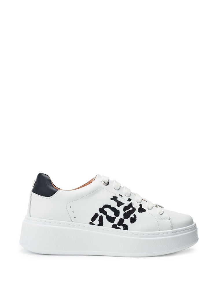 Moda in Pelle Ambretta Leopard Stitch Feature White Trainers - Image 1 of 4